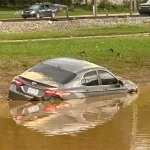 Hurricane Helen washed this car away in Swannanoa, N.C. Photo provided by Jennifer Hensley.