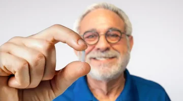 Charleston Men’s Clinic's Dr. Stuart Markovitz displays an Evexipel pellet.