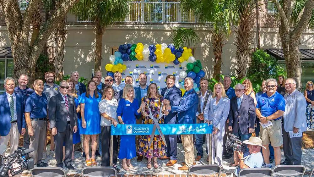 Mount Pleasant Chamber of Commerce ribbon-cutting ceremony celebrating the new brick-and-mortar location on Johnnie Dodds Blvd.