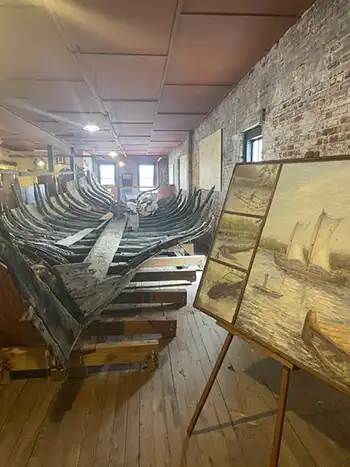 Remains of the Browns Ferry Vessel on the third floor at the Rice Museum in Georgetown, SC