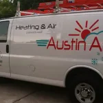 A Heating & Air service van from Austin Air. 2025 Best of Mount Pleasant.