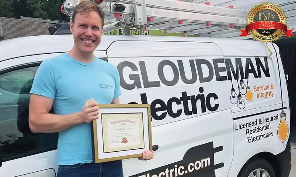 Winning Best Electrician for the third year in a row is a remarkable honor for Gloudeman Electric. 2025 Best of Mount Pleasant.