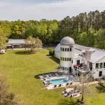 Aerial view of Back Barn at Bedaw Farms in Awendaw, SC.