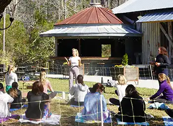 Goat Yoga class at Bedaw Farms, Awendaw, SC.