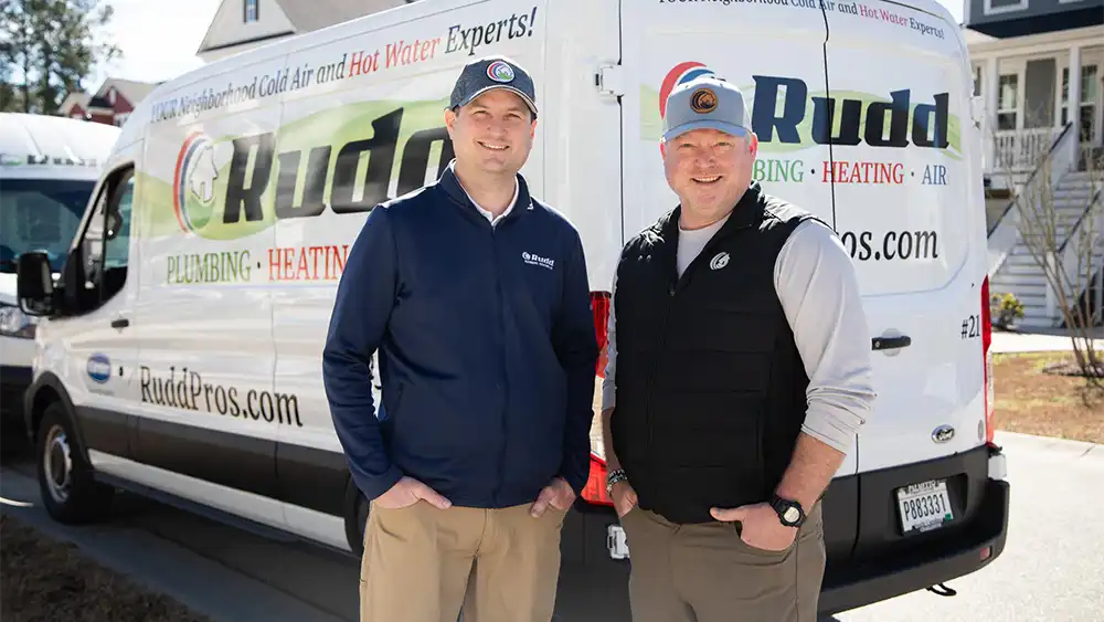 Rudd Plumbing, Heating & Air owners Owners Rob Hodges (left), and Winston Helena.