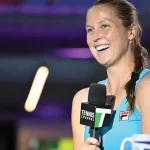 Shelby Rogers served as a commentator during the Credit One Charleston Open. Photo courtesy of Charleston Tennis LLC.