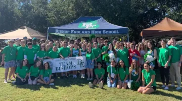 Turnout from a past Bishop England High School Buddy Walk on Daniel Island.