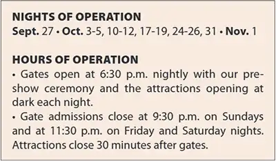 Boone Hall Fright Night 2025 Dates & Times of Operation