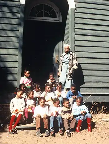 Miss Ruby and her students enjoying some fresh air.