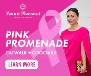 Ad: In observance of Breast Cancer Awareness Month, Towne Centre and Roper St. Francis Healthcare are proud to present our 7th annual Pink Promenade . . . CLICK FOR DETAILS!
