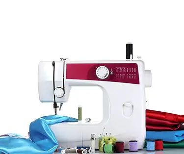 A sewing machine and fabrics