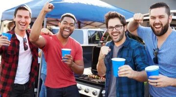Football fans tailgating before the game.