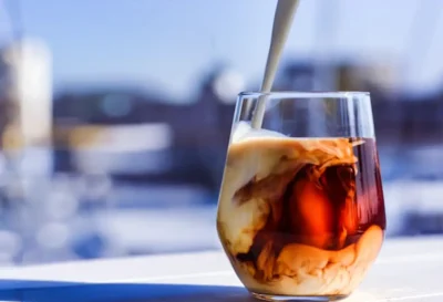 Eggnog White Russian. Image object removal done by AI in Photoshop.