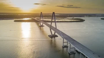 Ravenel Bridge aerial photo from the Mount Pleasant, SC side.