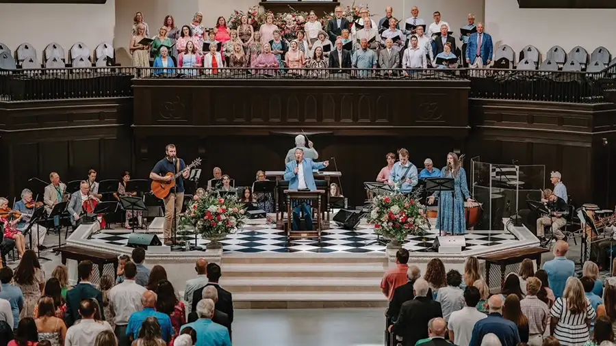 Worship service inside at East Cooper Baptist Church.
