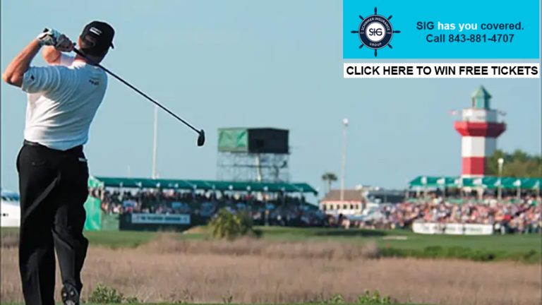 A golfer on the 18th tee shot at Harbour Town